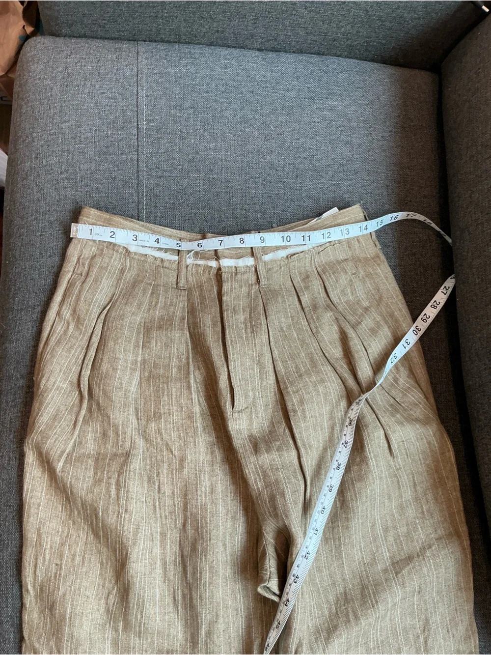 Zara Linen-Blend Pants in Light Brown